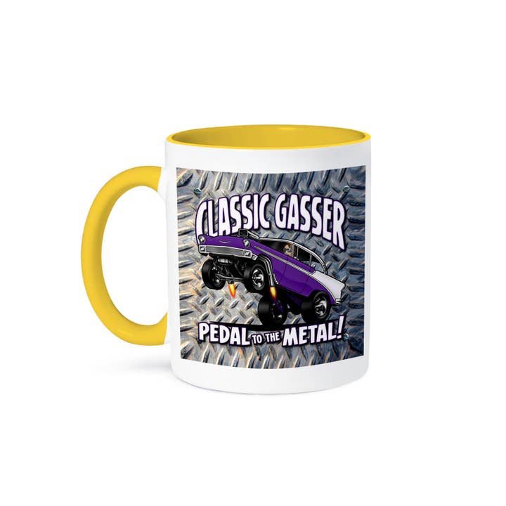 3dRose - Wholesale Coffee Mug - 3dRose, classic gasser image, drag racing, wheelies, diamond plate background, Mug