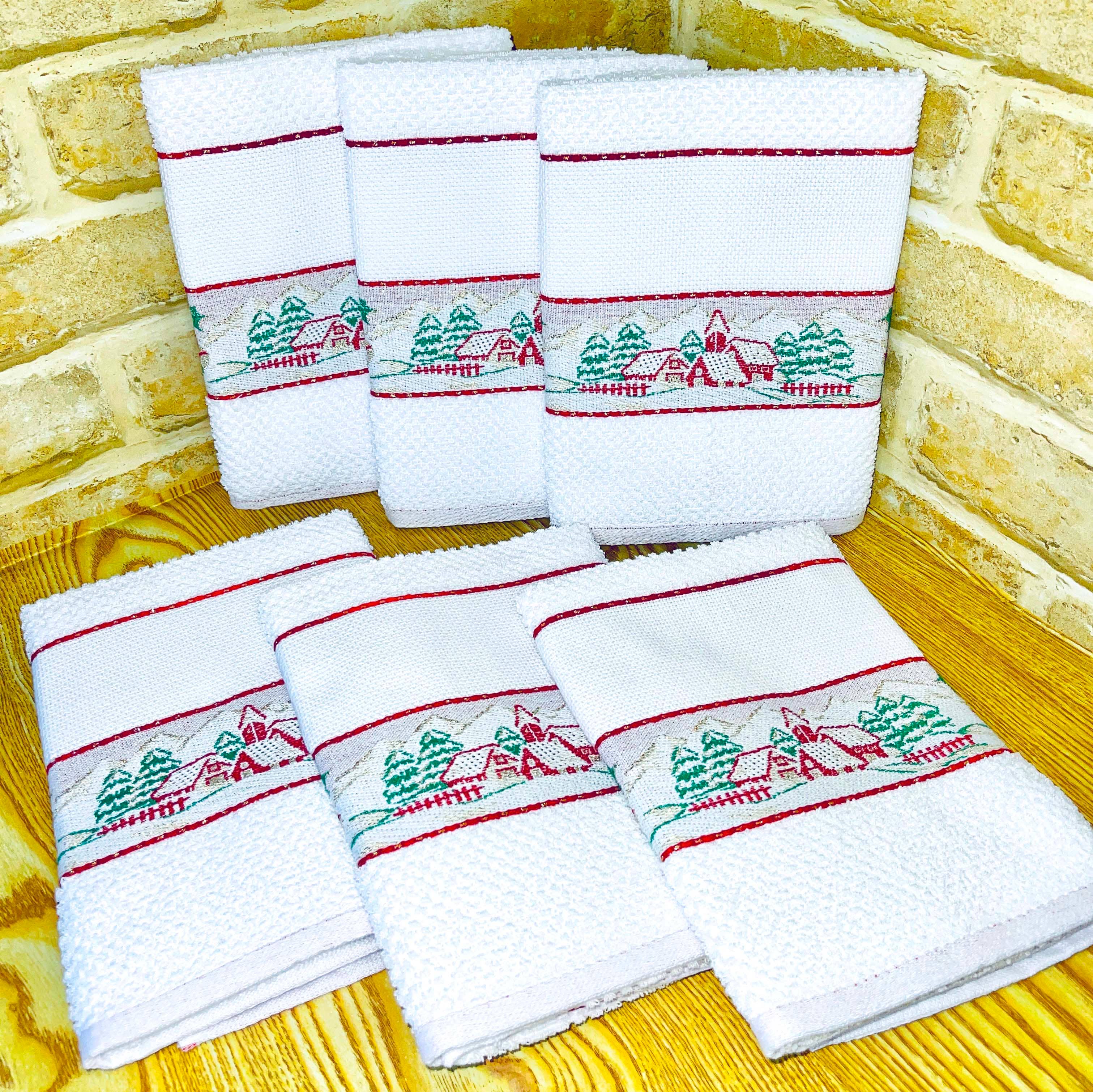 Almatex srl – Großhandel Tischläufer – Weihnachtliches Geschirrtuch WEIHNACHTSLANDSCHAFT zum Besticken0