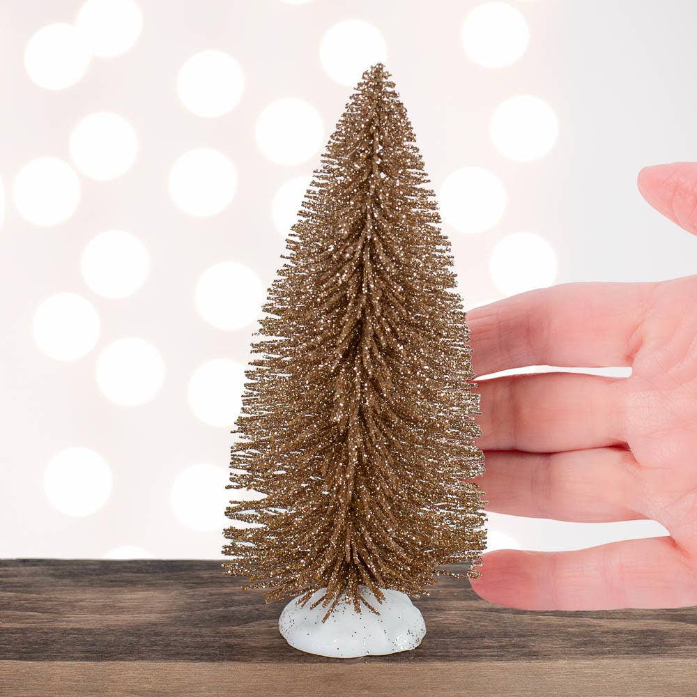 Factory Direct Craft – wholesale Artificial Christmas tree – 6" Gold Glittered Bottle Brush Tree1