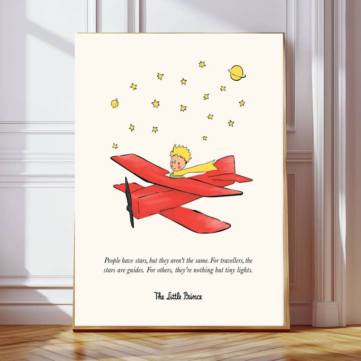 Impression d'art pour chambre d'enfant L'avion du Petit Prince pour la vente par Kumo Art Prints
