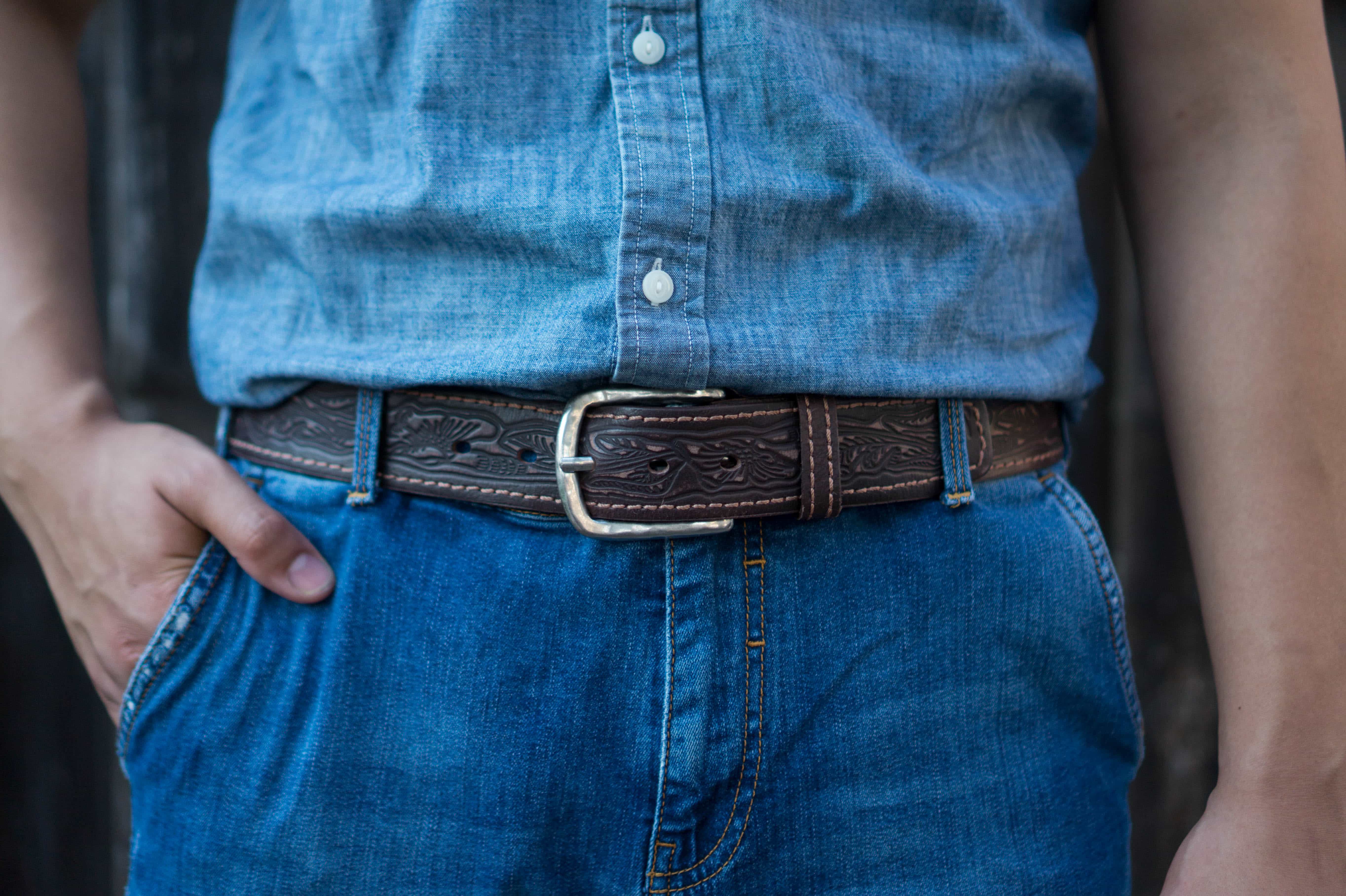 NAB LEATHER - Wholesale Belt - Unisex - Brown Artistic 100% Full Grain Leather Belt3