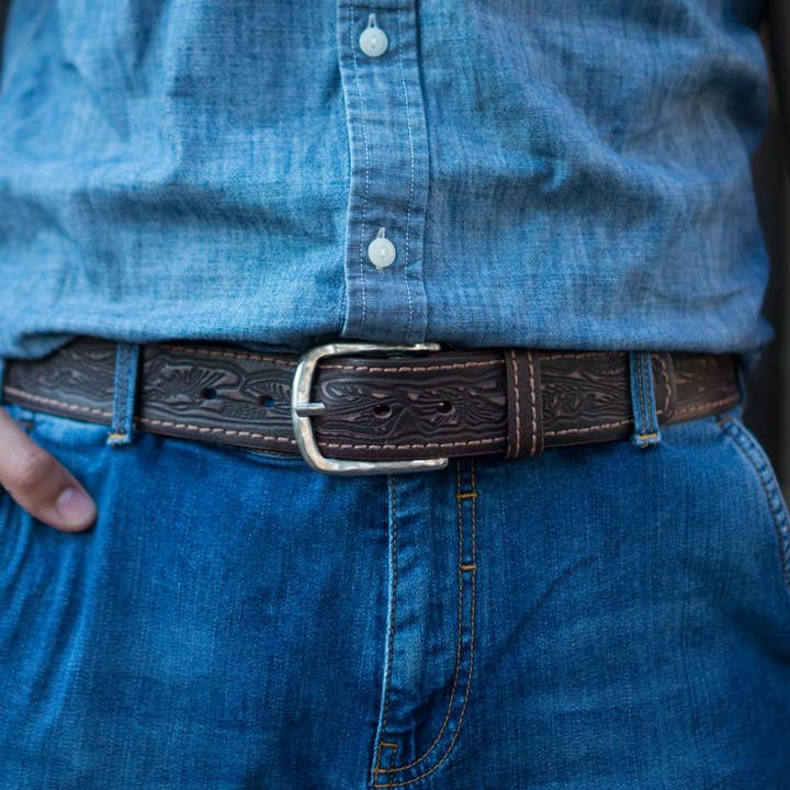 NAB LEATHER - Wholesale Belt - Unisex - Brown Artistic 100% Full Grain Leather Belt3