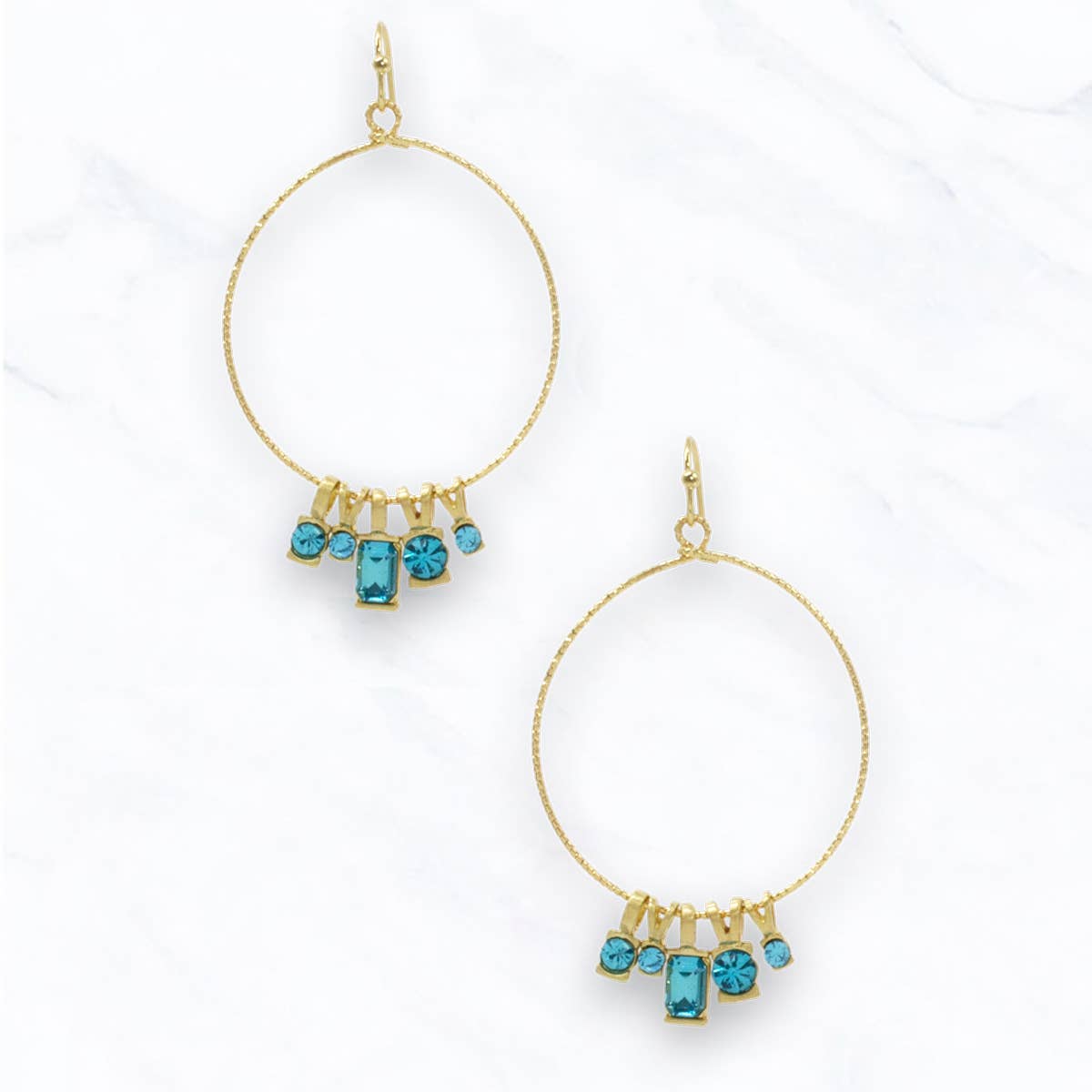 Suzie Q USA - Wholesale Dangle Earrings - Gold Hoop Earrings with Crystal Charms4