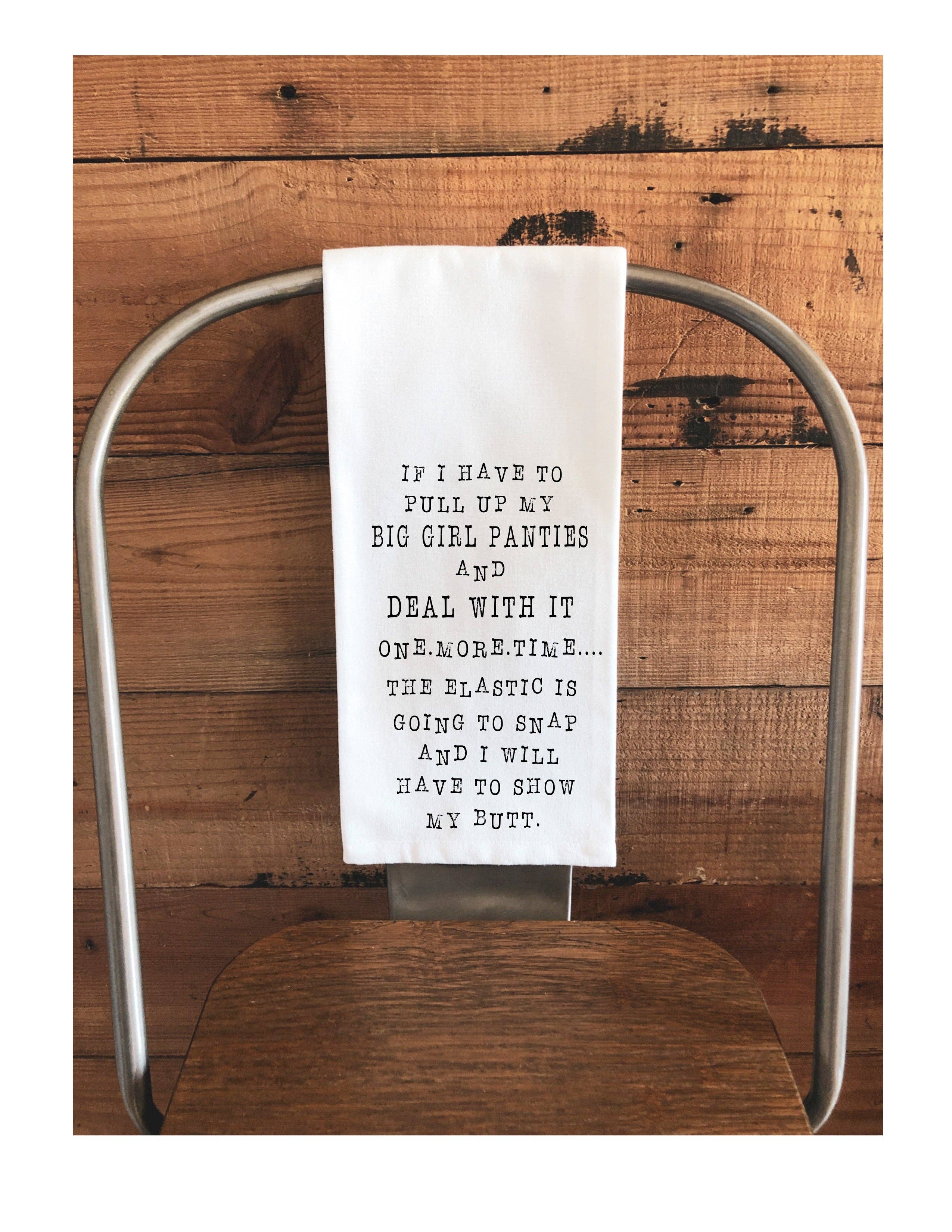 Pretty Clever Words - Wholesale Tea Towel - Big Girl Panties - Humorous Bar Kitchen Tea Towel LG2