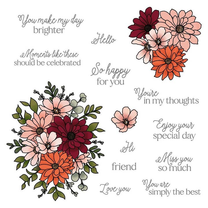 Daisy Layers Bouquet - 6x8 Photopolymer Stamp Set for wholesale by Honey Bee Stamps