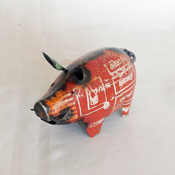 Everyday Artifact - Wholesale Sculpture - Little Pig Recycled Metal Animals1
