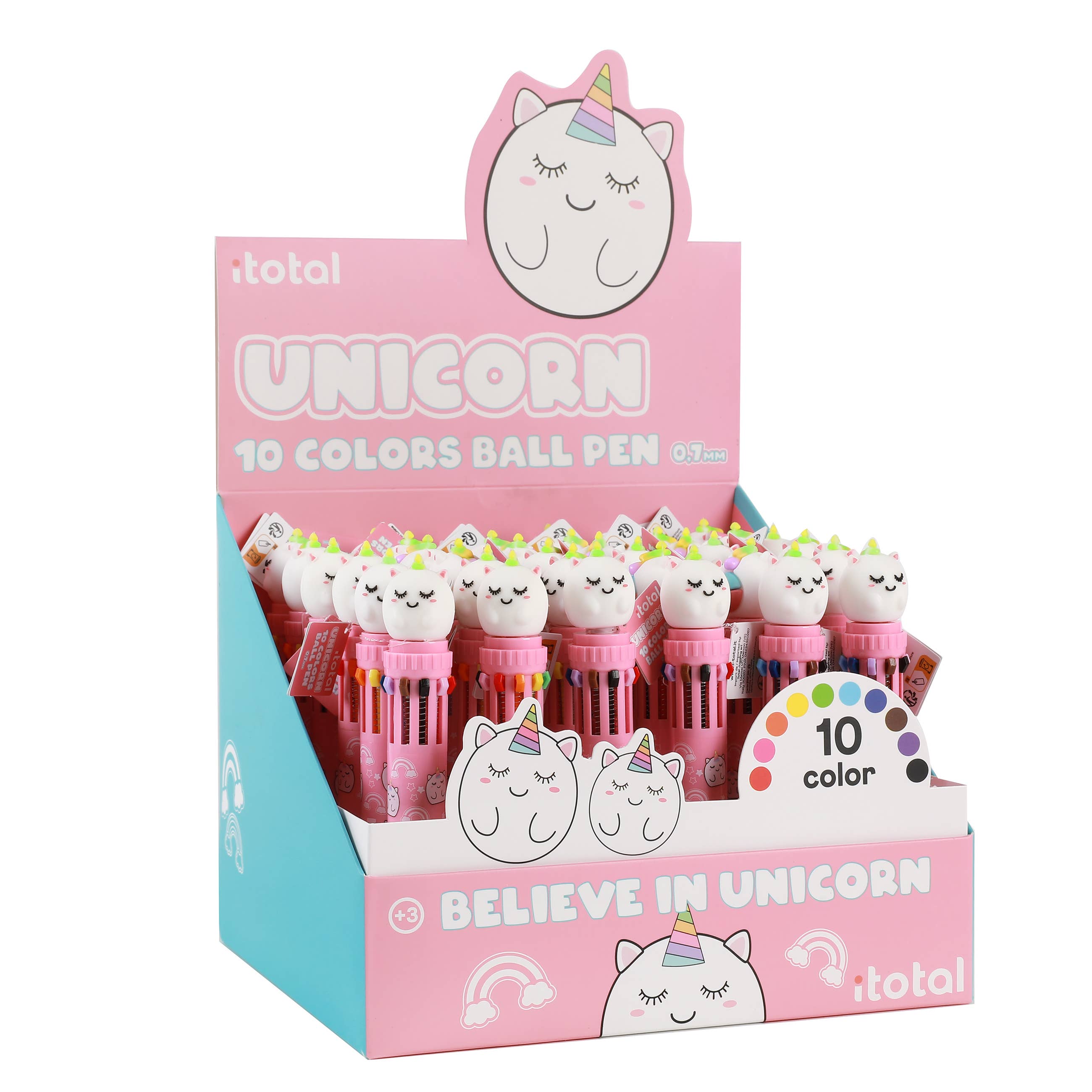 I-Total, I-Drink - Wholesale Pen - Unicorn Multicolor Pen - Display 36 Pcs0