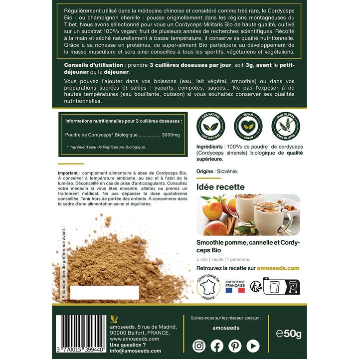 Amoseeds - Wholesale Protein/Superfood Powder - Cordyceps Organic Powder 50G4