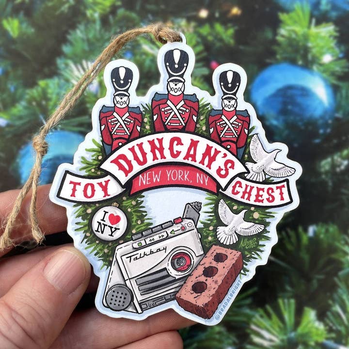 Duncan's Toy Chest Christmas Ornament - Home Alone 2 Tribute - Lost in New York Toy Store for wholesale by Albright Illustration & Design