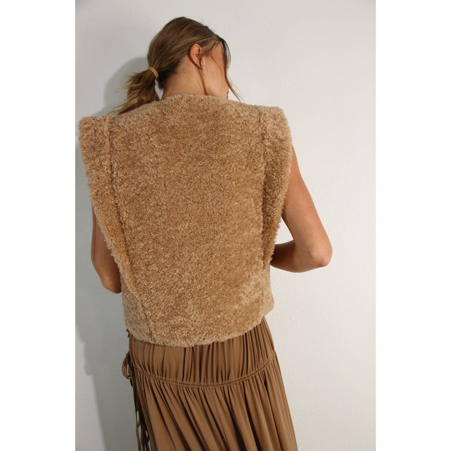 BROWN TEDDY BEAR POWER SHOULDER VEST for wholesale on Faire5