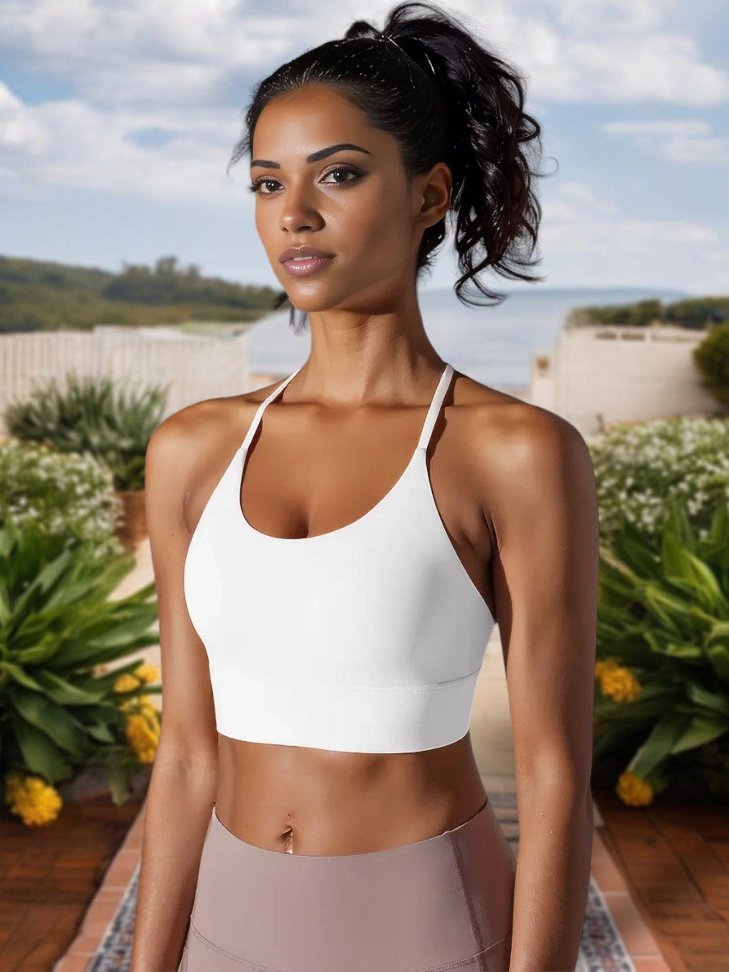 Active by Anna-Kaci – wholesale Sports bra – Women's – Strappy Back Sports Bra with Scoop Neckline6