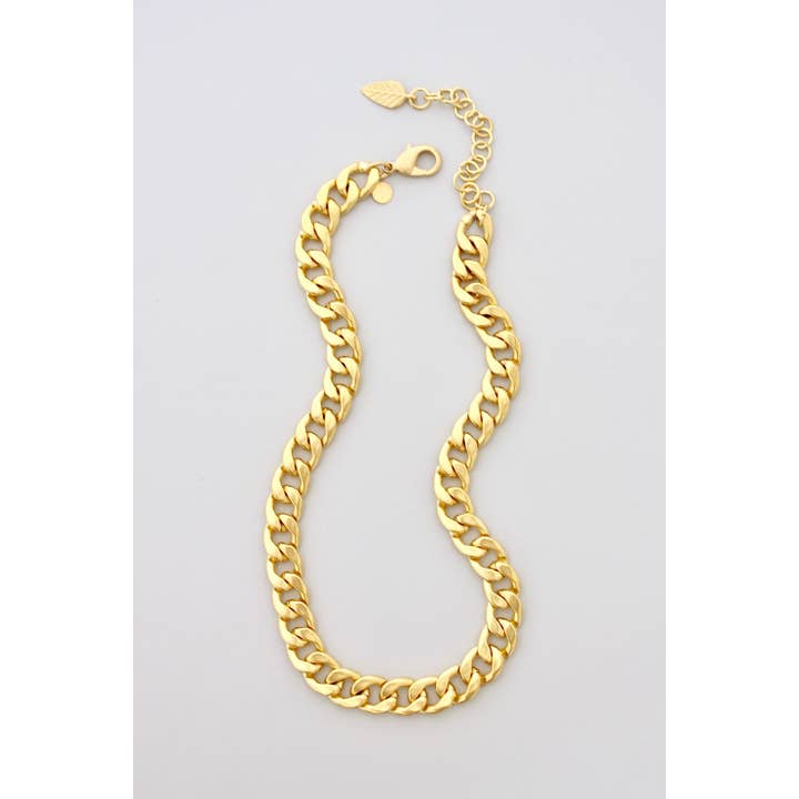 David Aubrey Jewelry - Wholesale Link & Chain Necklace - DOR316 18k matte gold large curb chain