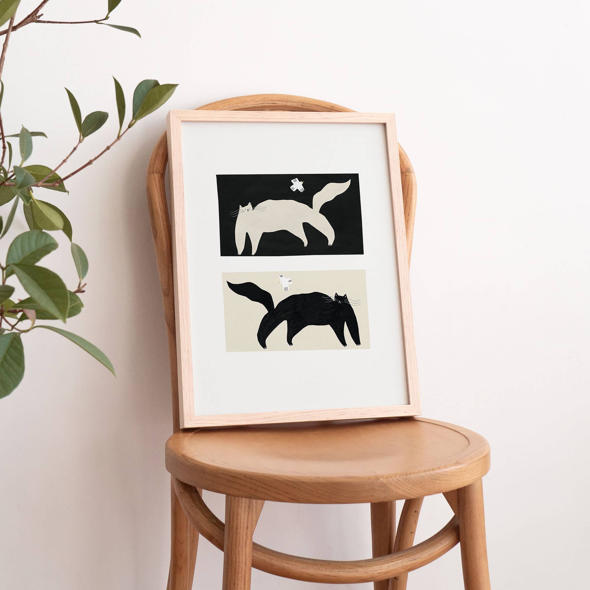 Little Black Cat Illustrated Goods – Engroshandel Kunsttryk – Negativ/Positive Katte Kunsttryk | Monokrom vægkunst3