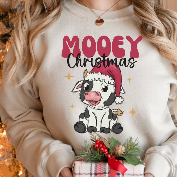 Mooey Christmas Crewneck Sweatshirt for wholesale by Sweet party Place