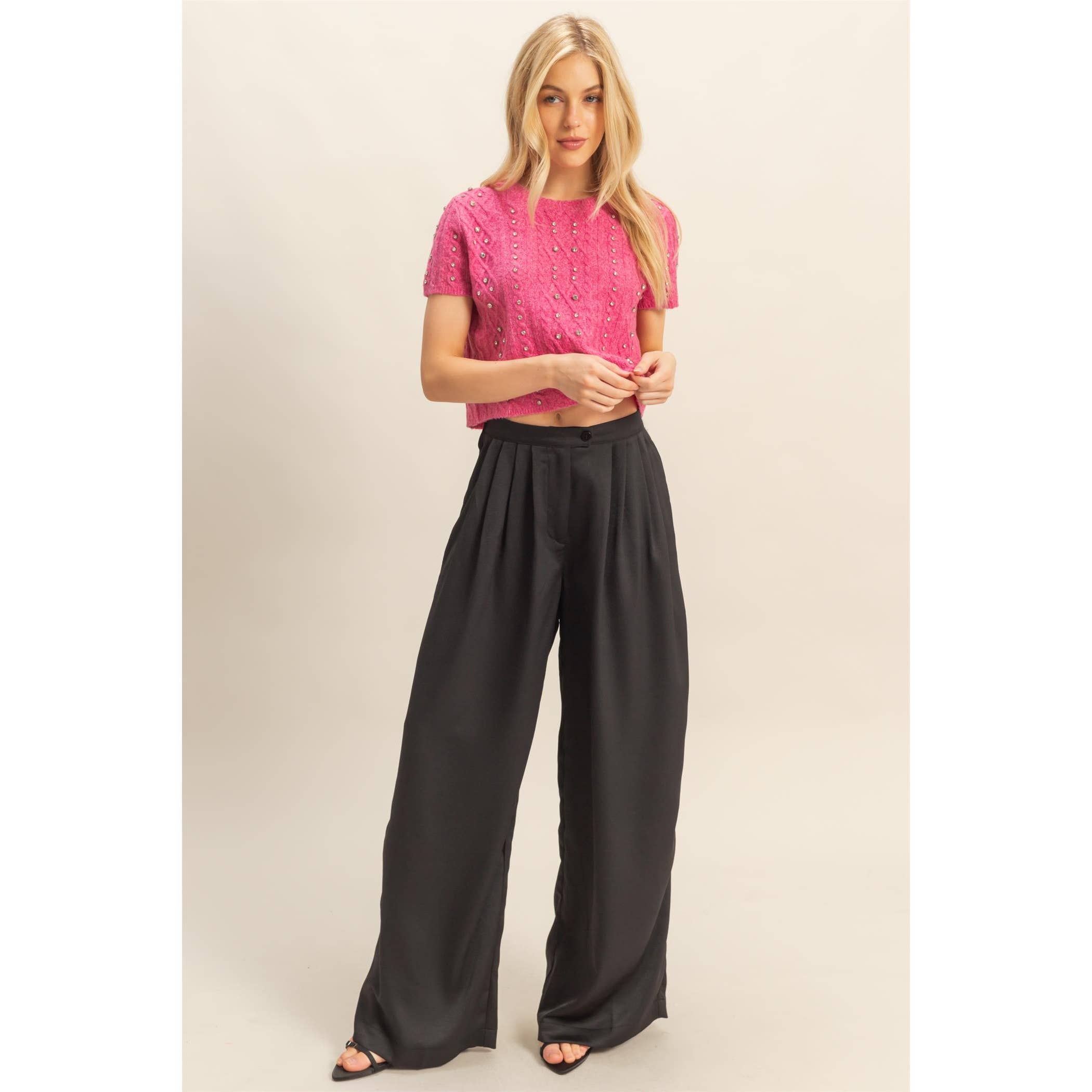 HYFVE - Wholesale Broek - Dames - Wijde Palazzo Broek Met Plooidetail2