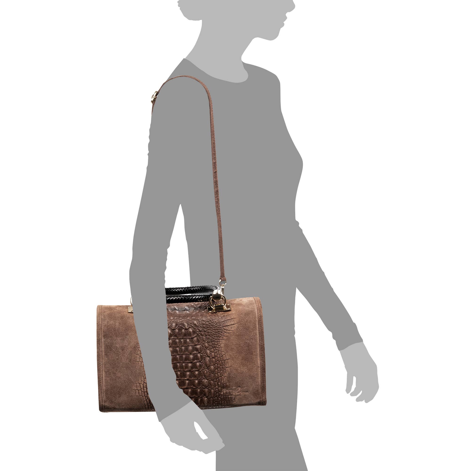 FIRENZE ARTEGIANI - Wholesale Top Handle Bag - Women's - Anacapri Women's Tote Bag. Genuine Suede Crocodile Leather.13