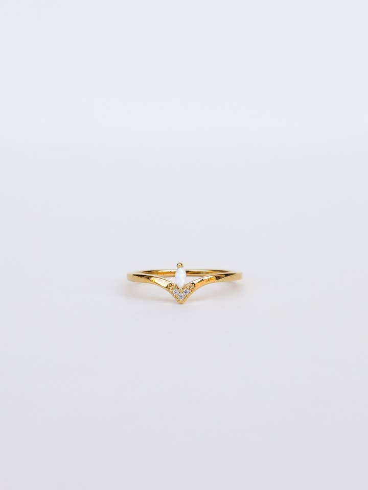 Gold Rings - Floating Gemstone - White Opal & CZ for wholesale by JaxKelly