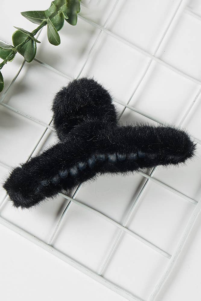 Hana - Wholesale Hair Clip - Women's - Solid Color Furry Single Knot Hair Claw0
