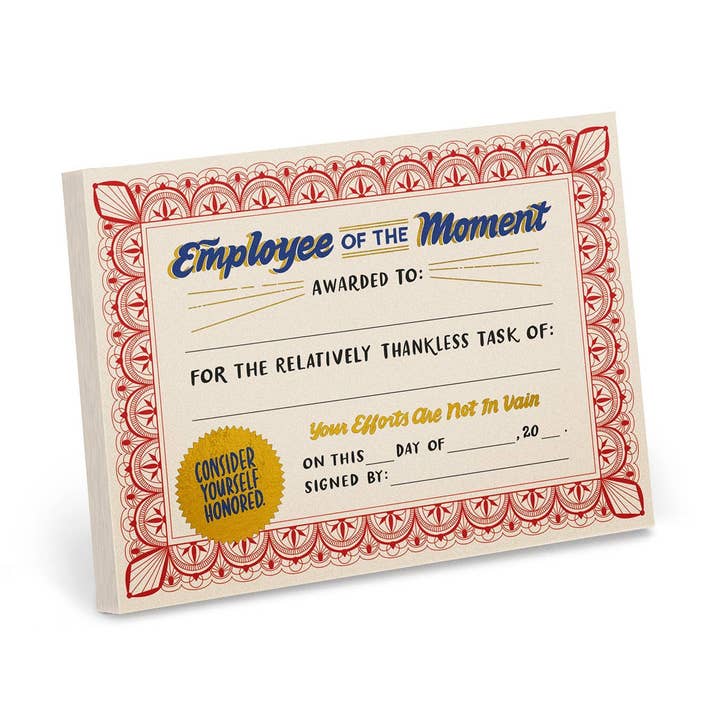 Employee of the Moment Certificate Notepad (Refresh) for wholesale by Hachette Book Group
