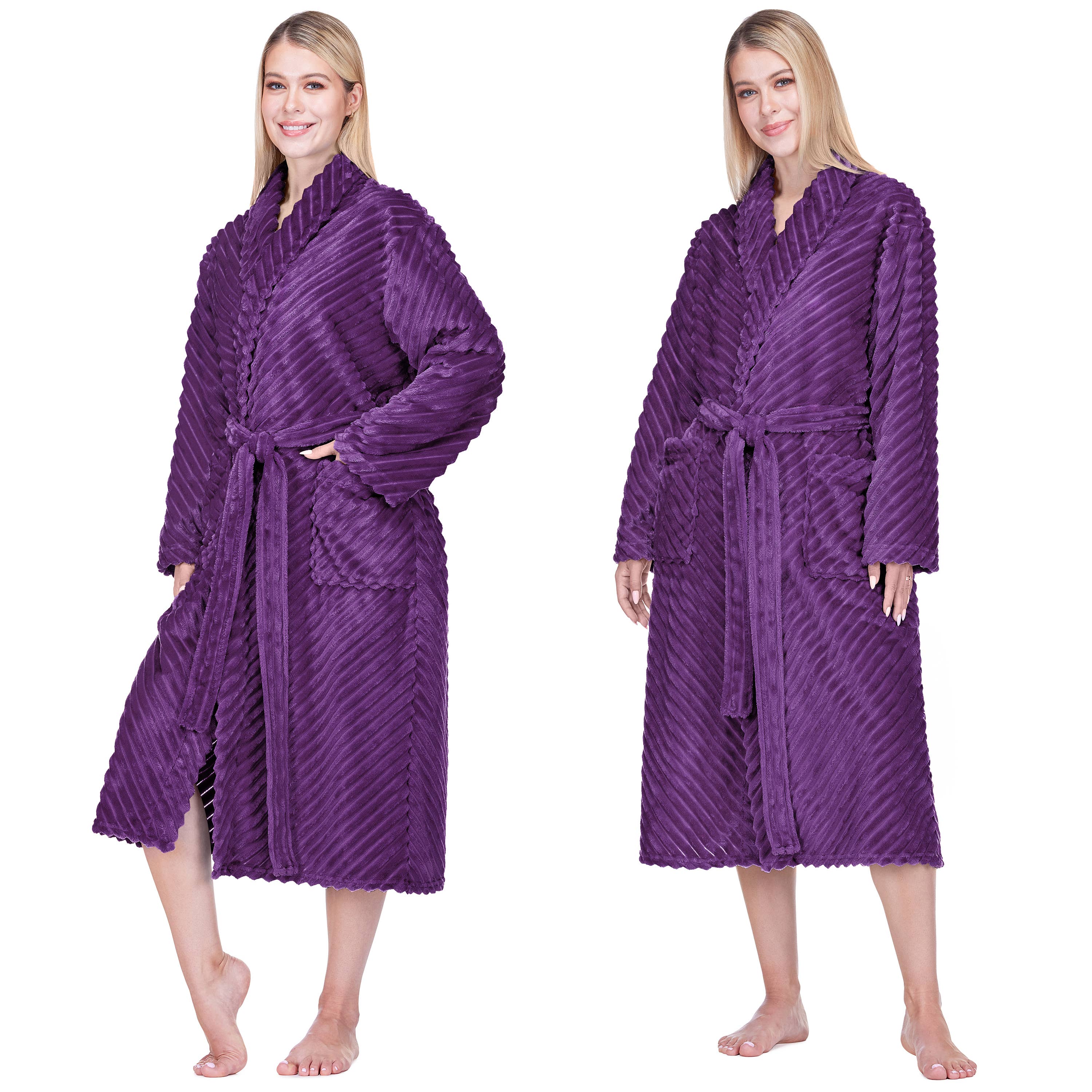 Pavilia - Wholesale Robe - Women's - Women's Ribbed Fleece Robe9