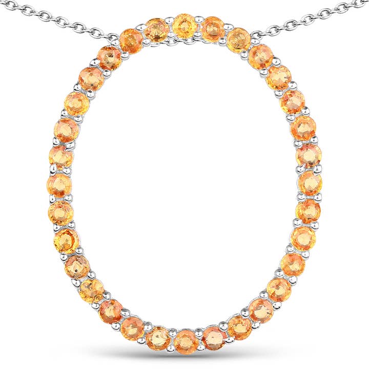 2.88 ctw Orange Sapphire .925 Sterling Silver Pendant for wholesale by Quintessence Jewelry