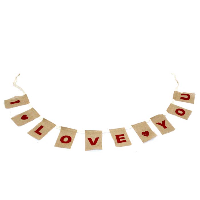 NatB-01 - Natural Jute Bunting - I LOVE YOU for wholesale by AWGifts Europe