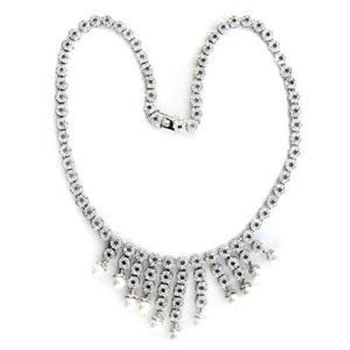LOA559 - Collana in argento Sterling 925 rodiato con perla sintetica bianca per la vendita all'ingrosso da parte di Alamode