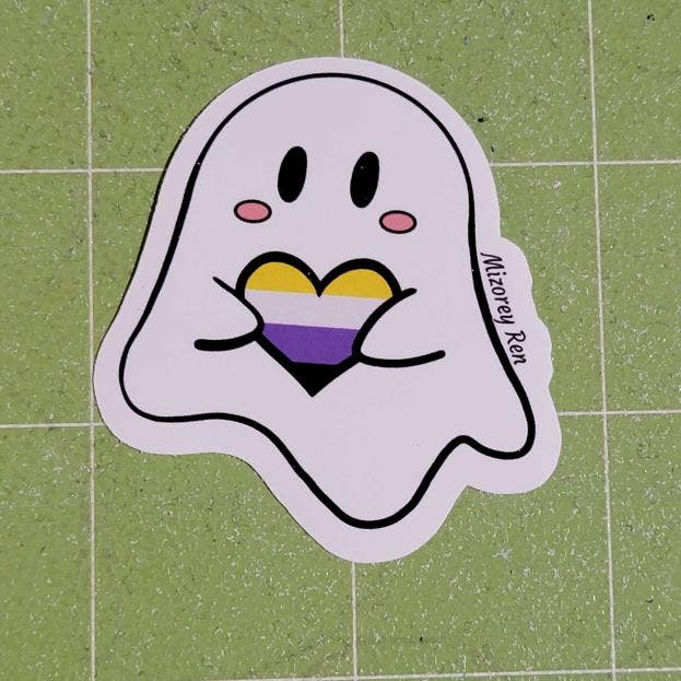 Mizorey Ren - Wholesale Sticker - Non Binary Ghost Sticker