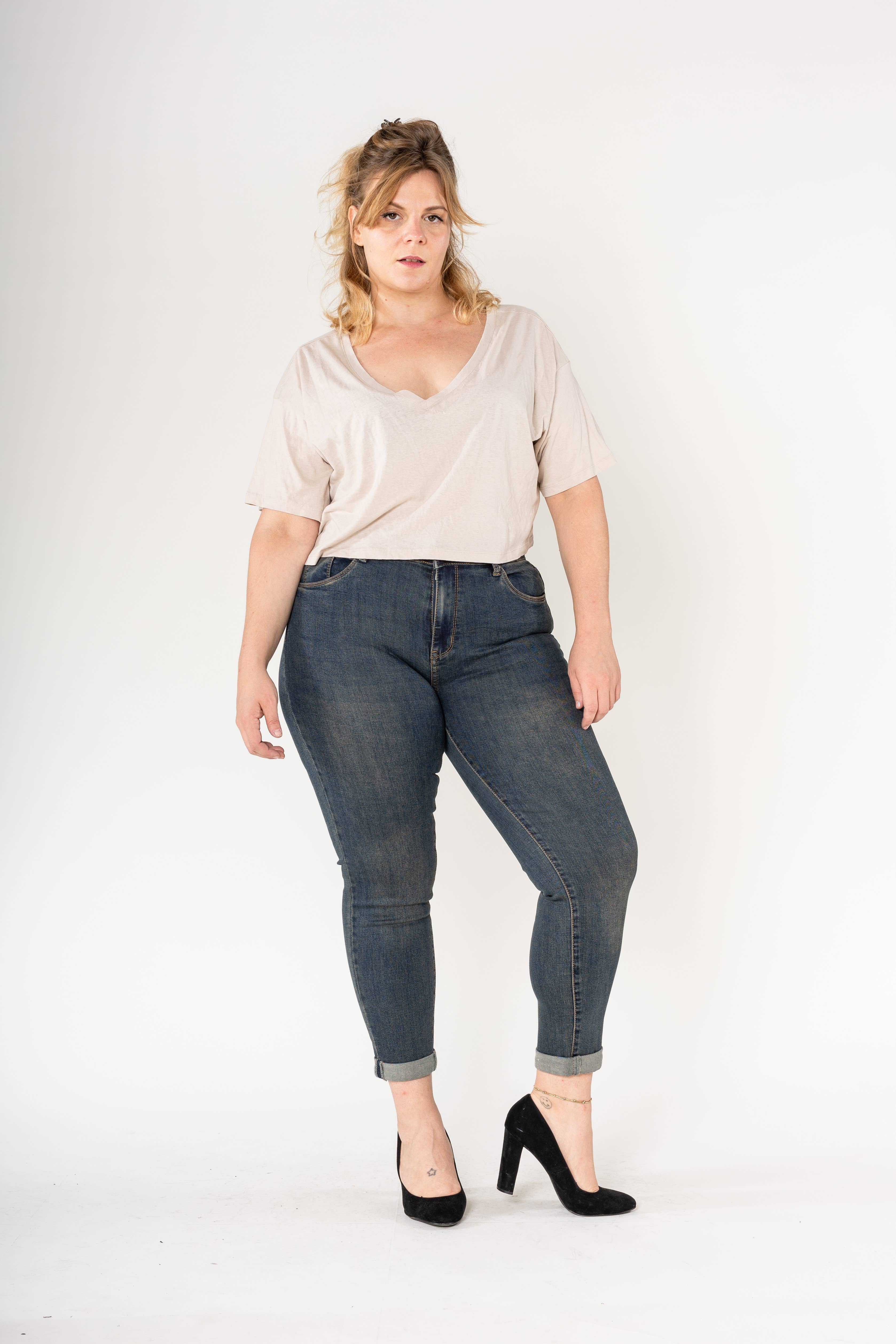 Nina Carter - Venta al por mayor Vaqueros - Mujer - Jeans ajustados elásticos de talla grande Nina Carter P102GT40