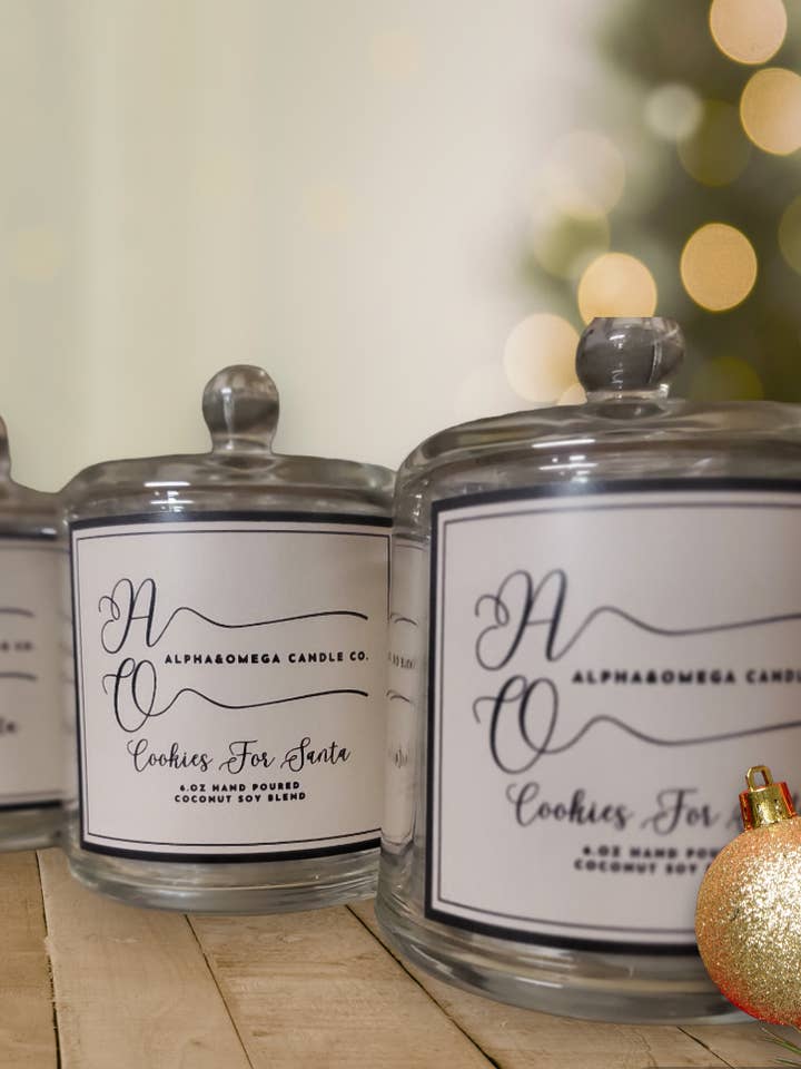 Biscuits pour le Père Noël 6 oz Mélange de noix de coco et de soja pour la vente par Alpha & Omega Candle Co.