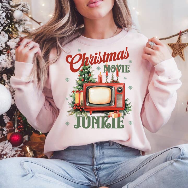 Weihnachtsfilm-Junkie-Sweatshirt für den Großhandel von The Jasper Boutique