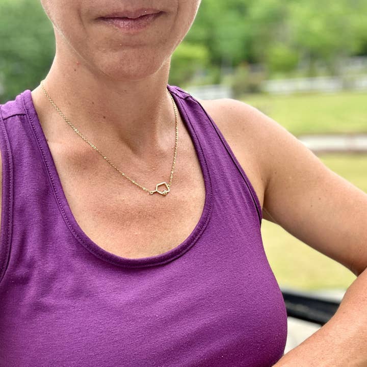Born to Rally - Wholesale Pendant/Charm Necklace - Gold Pickleball Paddle Connector Necklace