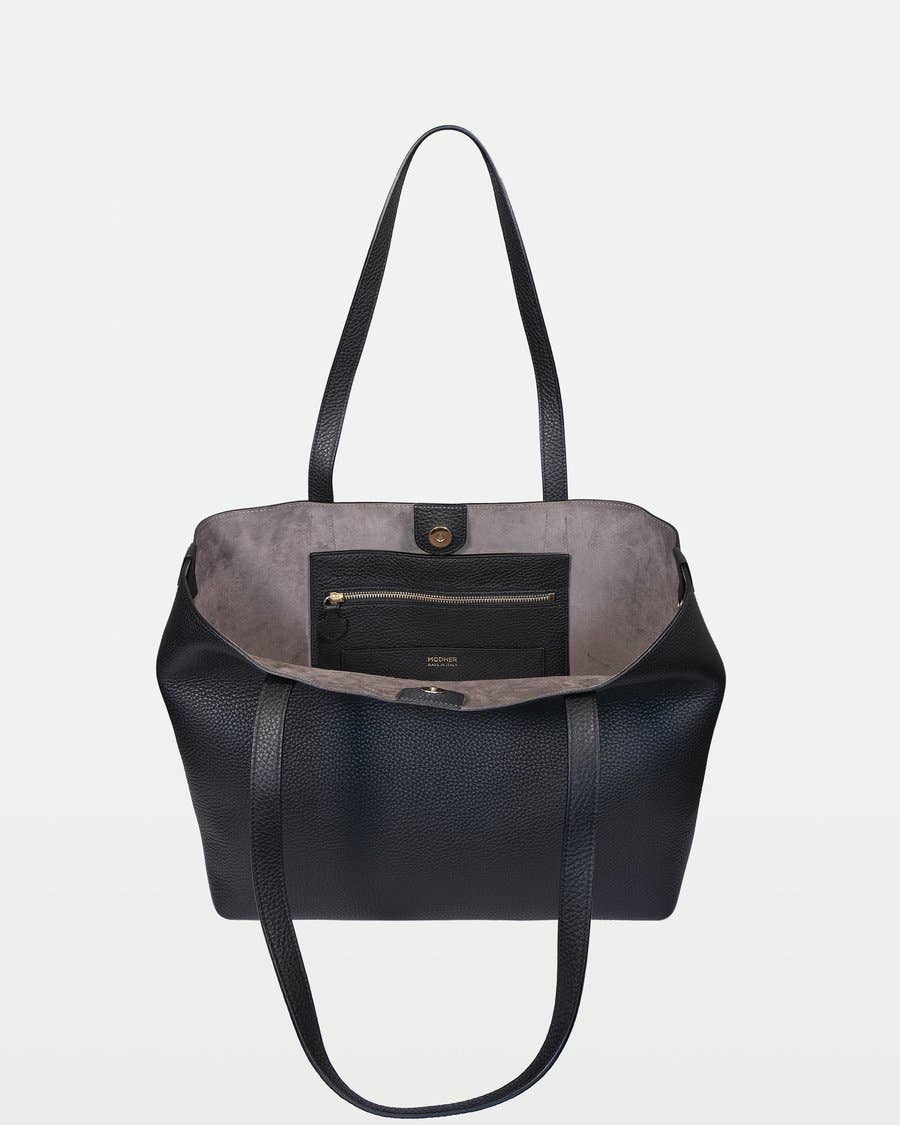 MODHER - Venta al por mayor Bolsa de asa- Mujer - Bolso grande de piel con interior negro y gris1
