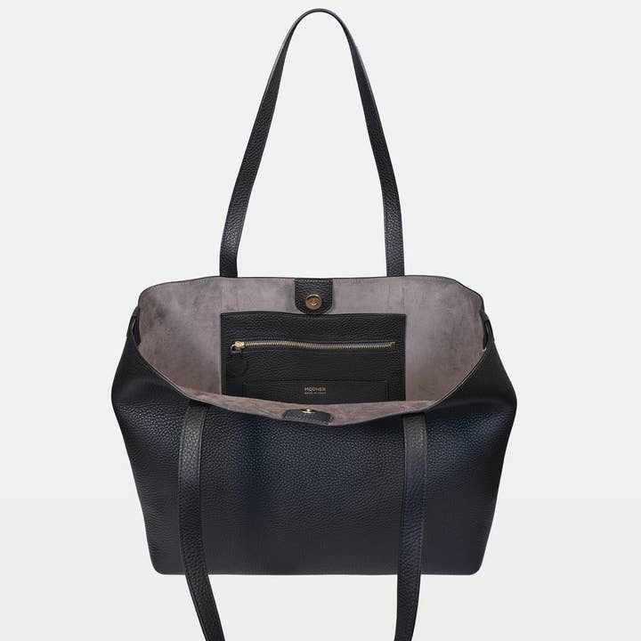 MODHER – wholesale Bärkasse - Dam – Stor läder Tygväska Svart & grå Interiör1