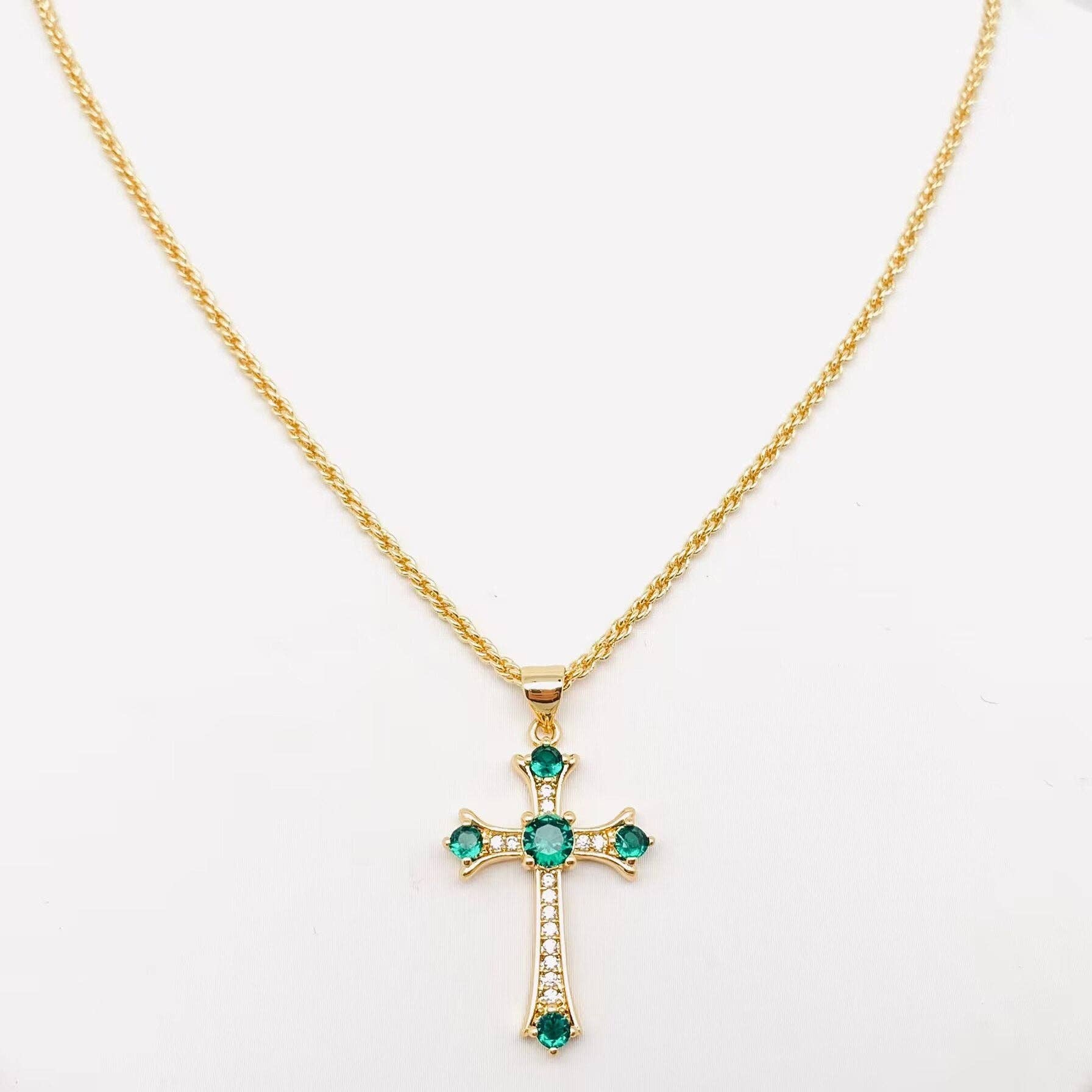 Mio Queena - Vendita all'ingrosso Collana con ciondolo/pendaglio - Collana con pendente a croce in zirconia cubica placcata in oro 18 carati0