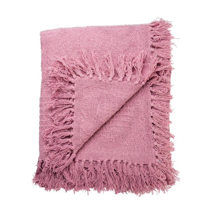 Manta de algodón, tejido en forma de corazón, color rosa polvoriento para venta al por mayor de Accent Linen