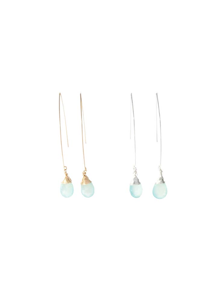 Jill Langer Draht-Ohrring aus Chalcedon für den Großhandel von A Blonde and Her Bag