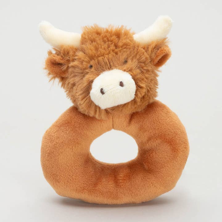 Jomanda Soft Toys & Accessories - Wholesale Stuffed/Plush Toy - Kids & Baby - Horny Highland Brown Cow Baby Plush Rattle - 10CM