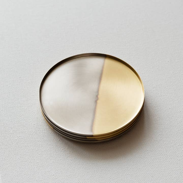Fleck - Wholesale Coasters - Two tone nickel & brass coasters, Set of 4