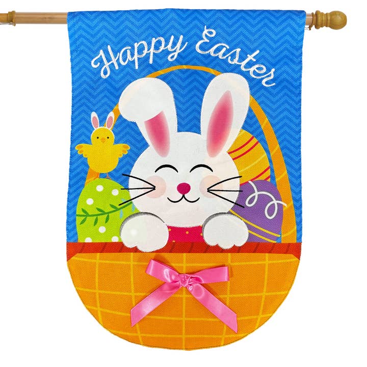 Basket Bunny Burlap House Flag for wholesale by Briarwood Lane