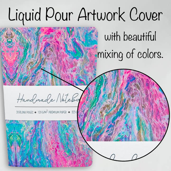 Art by Erica H & Rebel Stitchers - Wholesale Notebook - Liquid Art - Style 6 - Handmade Saddle Bound Notebook4