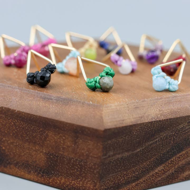 The Stitch Alliance - Wholesale Stud/Post Earrings - Citrine Stud Earrings | Gold Fill Triangle Stud | Handmade4