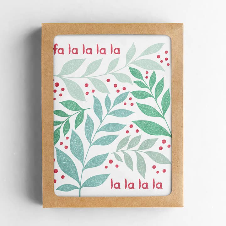 Fa La La Feuillage - Coffret de Cartes de Vœux de Noël pour la vente par Quiet Lines Design