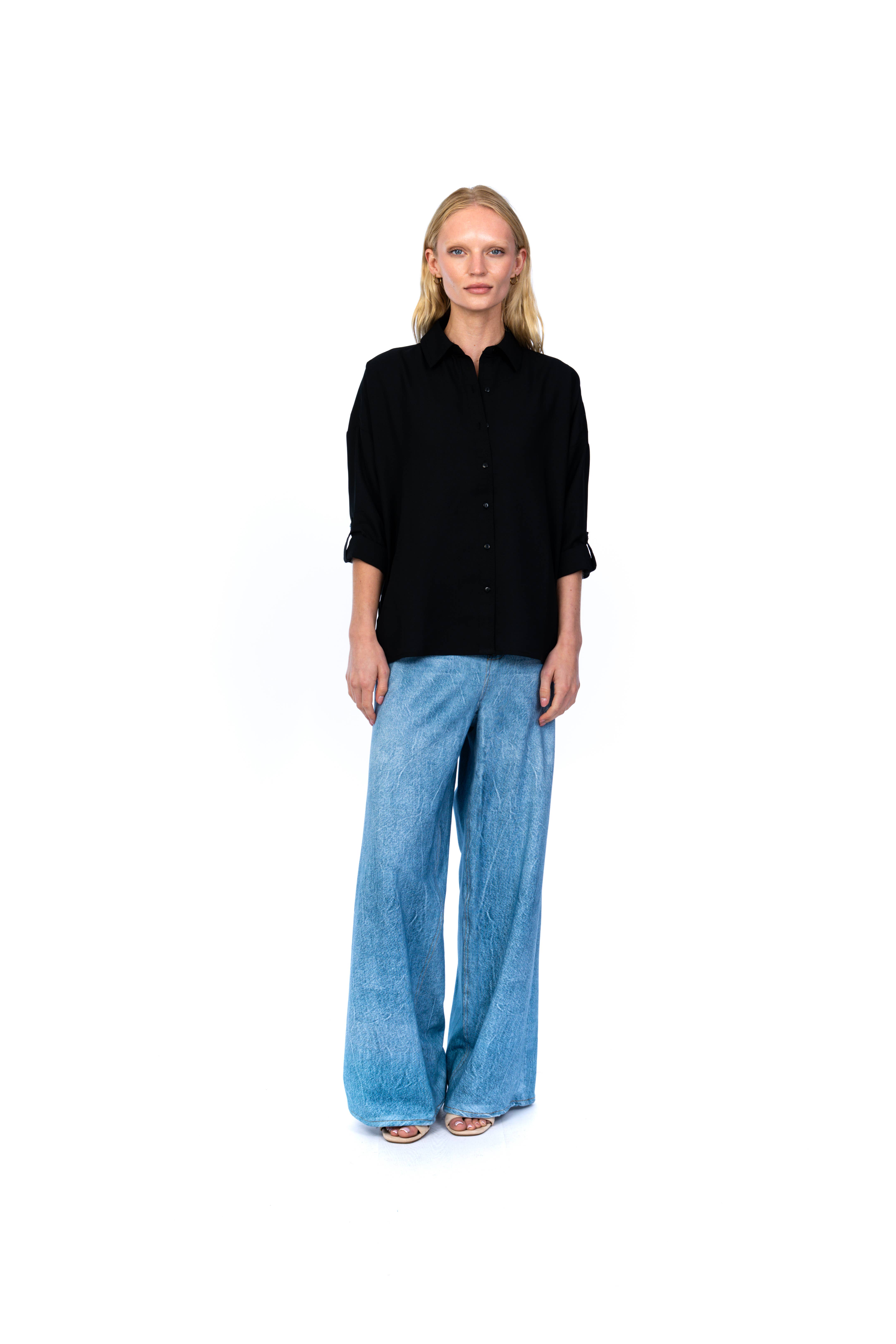 Black Ysabel Oversize Shirt for wholesale on Faire