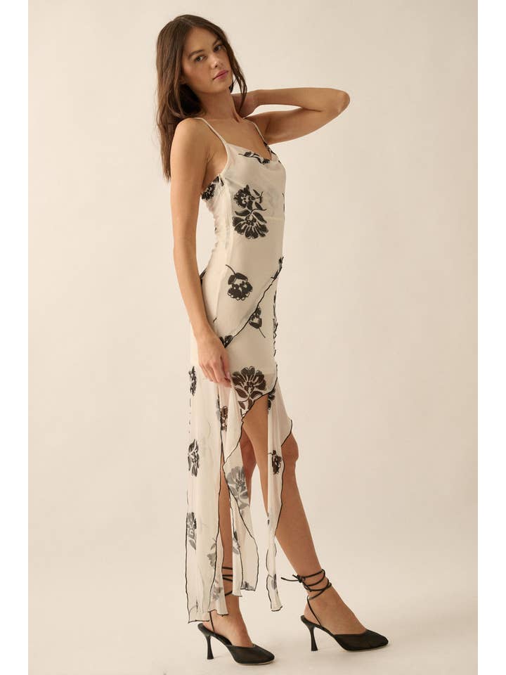 Promesa USA - Wholesale Dress - Women's - Floral Asymmetrical Hem Knit Mini Dress12