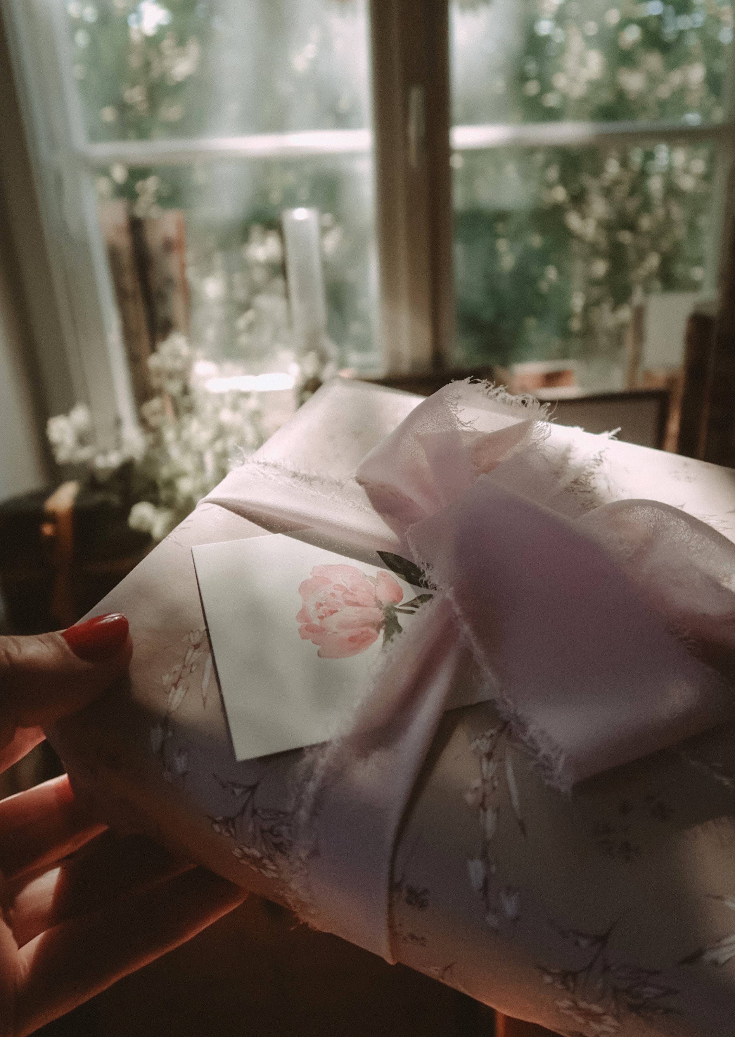 MyDesignPictures - Venta al por mayor Sobre de papel de regalo - Papel de regalo con flores blancas y rosas pastel  3