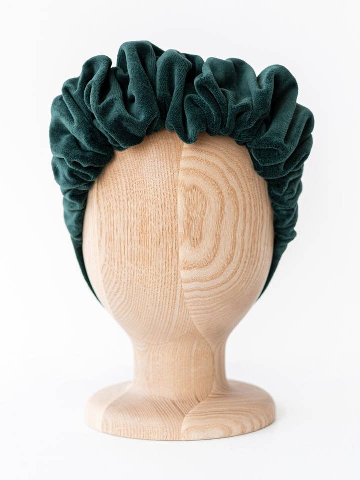 Velvet Bottle Green Royal Headband for wholesale by Looks by Luks