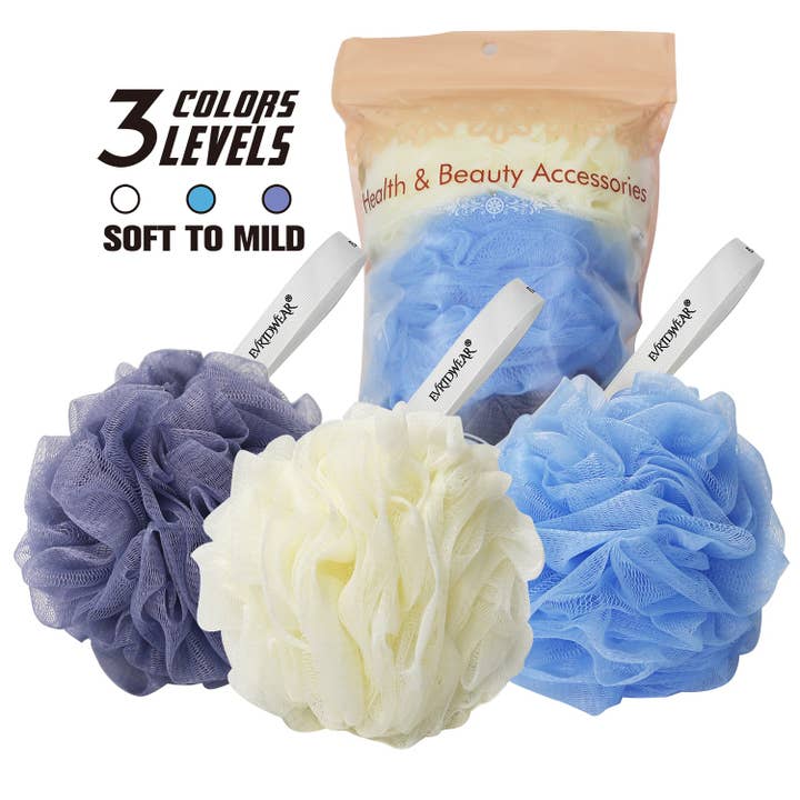 EvridWear – Großhandel Badepuff/-schwamm – EvridWear 3 Stück Peeling-Baden-Luffas, Schwämme, Puffs zum Duschen (weich bis mild)