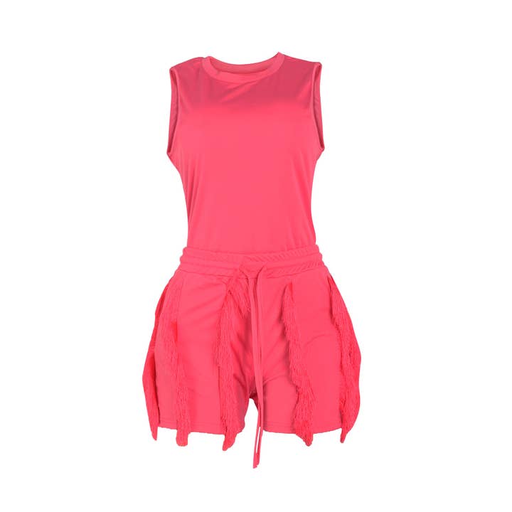MB Fashion Wholesale - Wholesale Top & Short Set (NOT Loungewear) - Women's - MB FASHION Sleeveless Tank Top and Fringe Shorts Set 235LY38