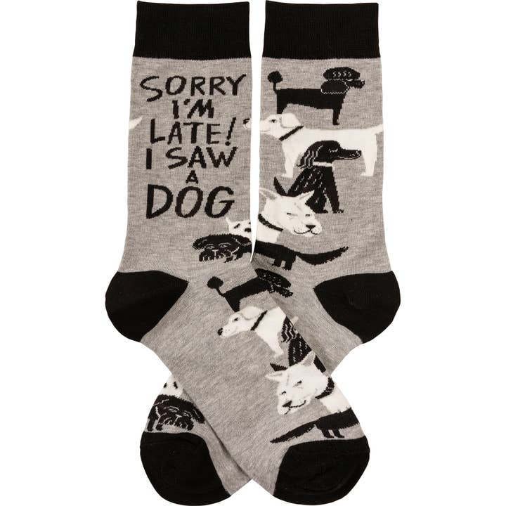 Primitives by Kathy - Wholesale Socks - Unisex - Sorry I'm Late I Saw A Dog Socks2